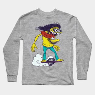 Wacky One Wheel Skateboard Monster Long Sleeve T-Shirt